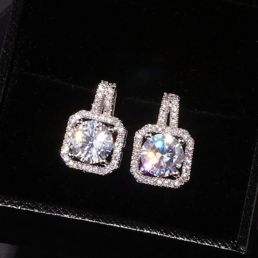 NEW silver round halo earrings - Picture 6 of 6